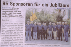 Männerchor 95, Sponsoren für ein Jubiläum