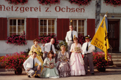 150-Jahre 1985. Hardy Löw, Heidi Scherrer, Diana Mortellaro, Ernst Gassmann, Gabriela Lüthi, Bruno Grob, Vreni Sieber, Hanspeter Moor.