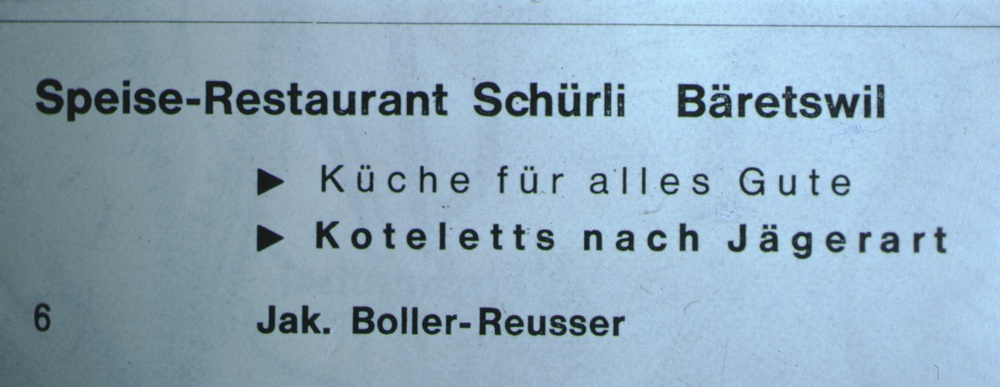 Restaurant Schürli Reklame