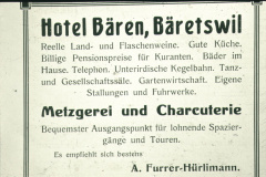 Inserat Bären, Hotel und Metzgerei