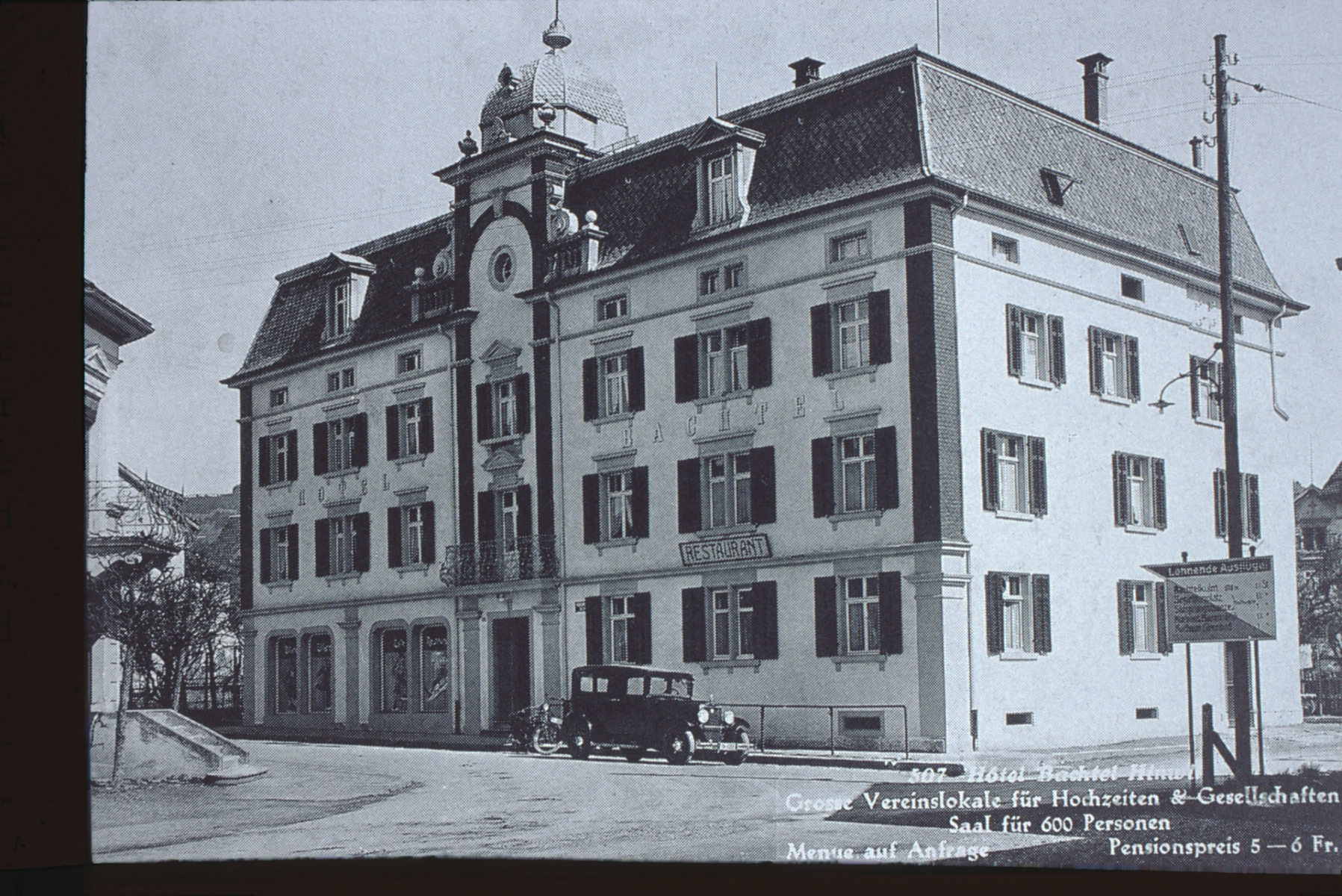 UeBB. Hotel Bachtel. Hier fand am 30.05.1901 das Bankett zur Eröffnung statt