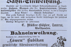 UeBB. Inserat im ,Freisinnigen' zur Bahneinweihung UeBB. Inserat im ,Freisinnigen' zur Bahneinweihung