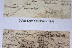 Kartenausschnitt Dufourkarte und Siegfriedatlas mit Bauernhaus Krauer