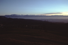 Kiesgrube, Blick in die Alpen