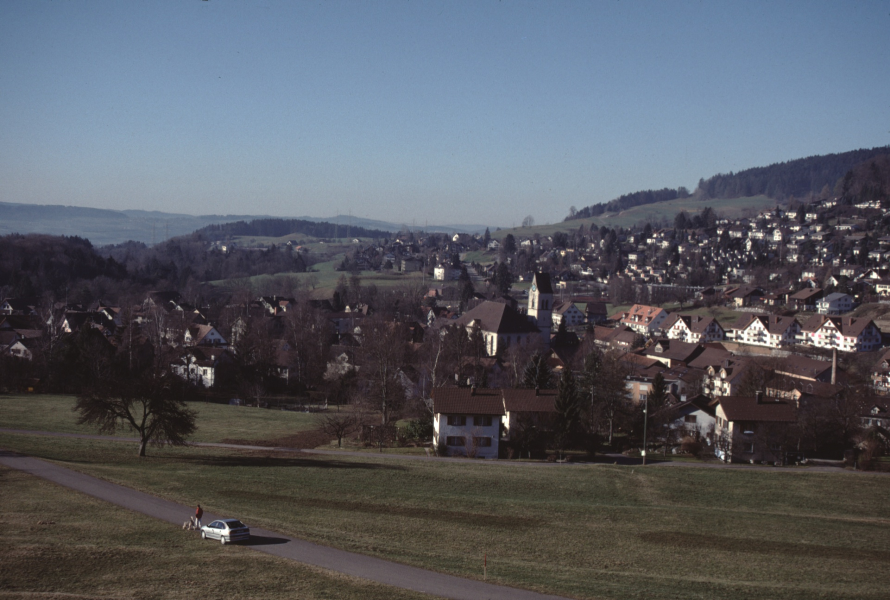 Oberhalb Steigstr. Blick auf Dorf, Aemet + Adetswil