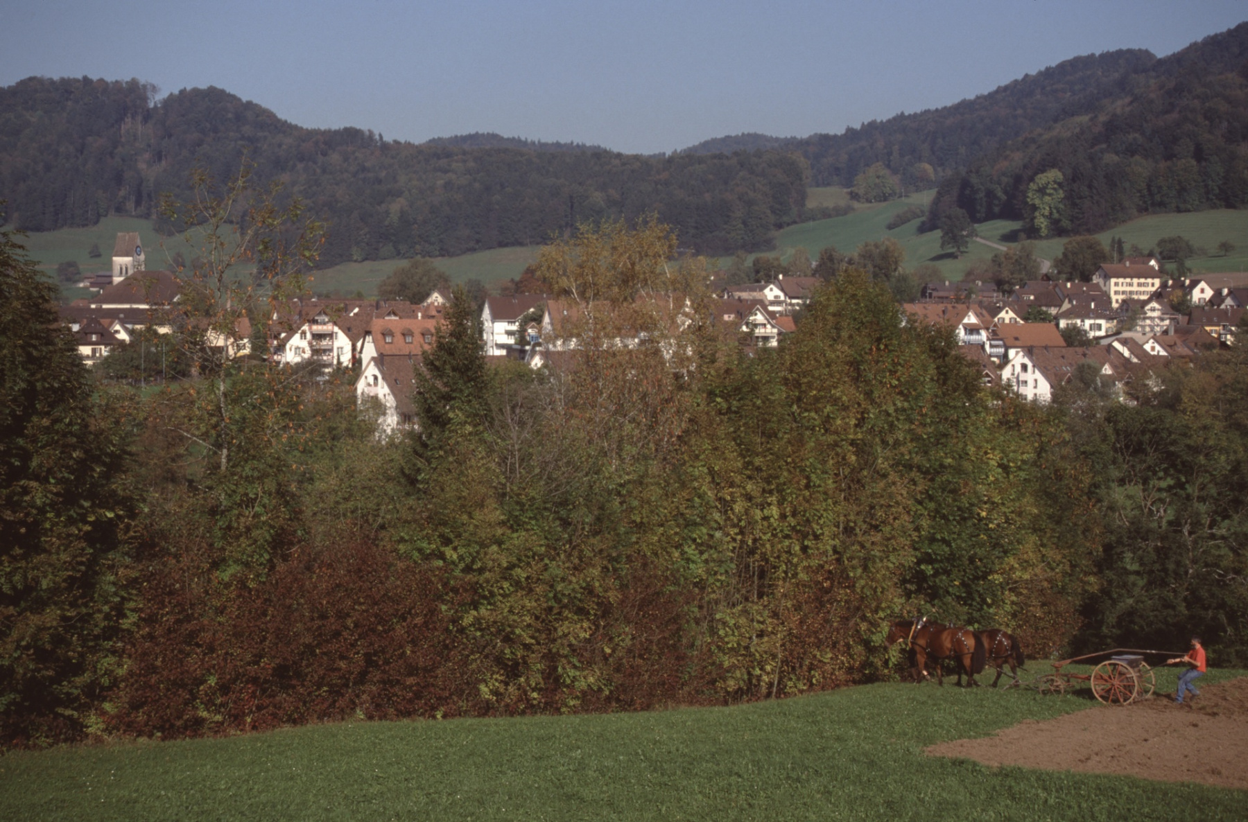 Blick von der Staatskiesgrube auf das Dorf