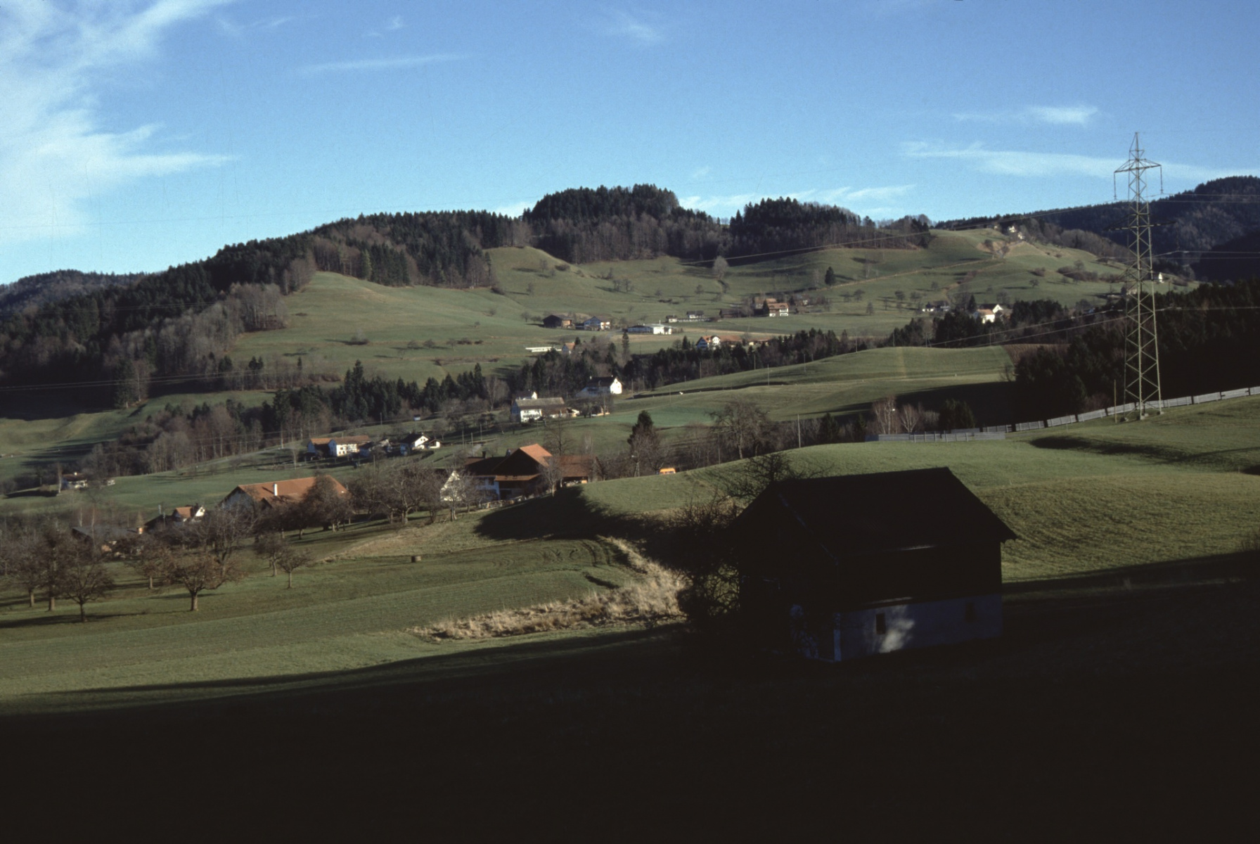 Blick auf Schönau, Haldenguet und Vorderbettswil, aufgenommen oberhalb Schönau