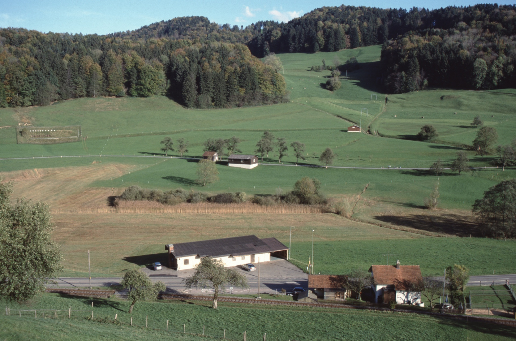 Ausblick vom Lettenberg auf Schützenhaus + Steig (Skilift)