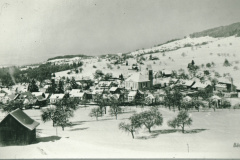 Winter. Blick auf Dorf + Rtg Adetswil