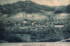 Blick von SE, Schönau auf «Bärentschweil», Originallitho Oertli