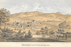 Bäretswil vom Lettenberg aus, Lithographie aus der Studer Chronik 1870.