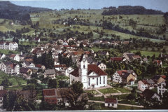 Postkarte. Kiche und Umgebung