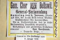 Inserat GV Gemischter Chor Bettswil Inserat GV Gemischter Chor Bettswil