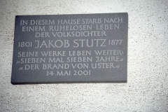 Haus Walder (ehem. Rest. Pilatusblick), Gedenktafel für Jakob Stutz