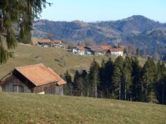 Fehrenwaltsberg von der Luegeten her aufgenommen, neue Scheune FWB im VG Schürli Egli