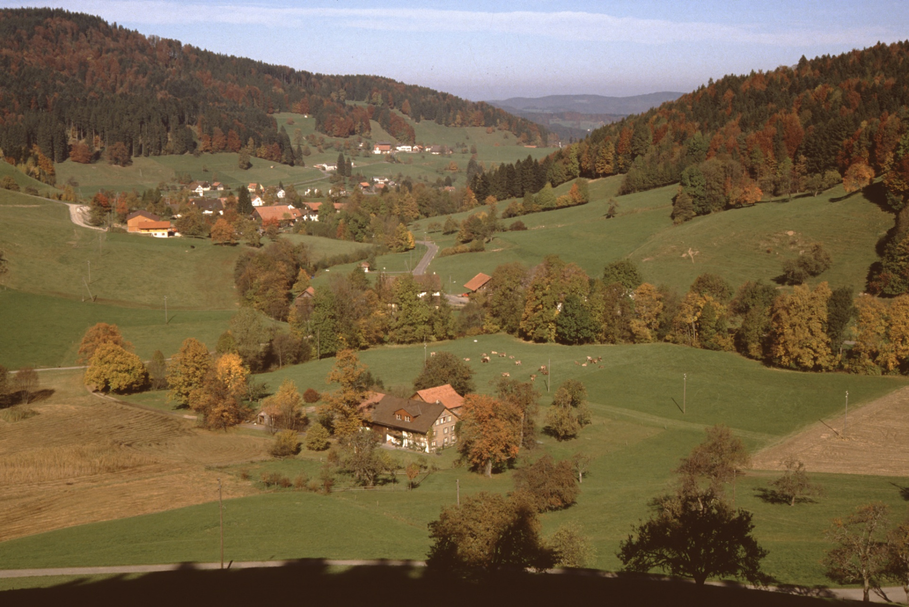 Blick von oben auf Wissenbach, Hinterburg, Hof