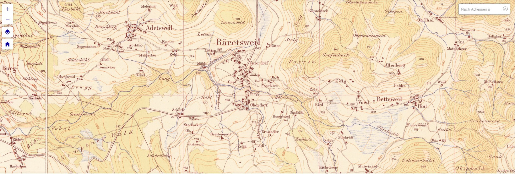 Wild Karte Bäretswil von 1850