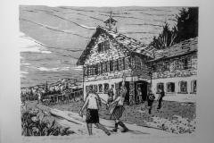 Strahlegg, Holzschnitt von R. Ehrensperger, 1967
