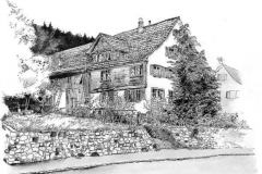 Ehem. Restaurant Walder/Pilatusblick, Federzeichnung von R.Ehrensperger, ca 2000