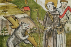 Der Bär hilft Gallus beim Bau seiner Klause