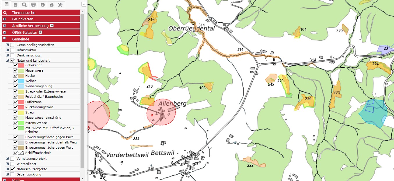Ingesa Karte, Layer Natur und Landschaftz